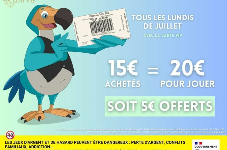 15 € achetés = 20 € pour jouer soit 5 € offerts