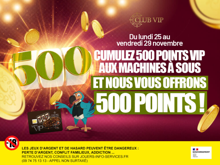 Points offerts sur votre carte VIP